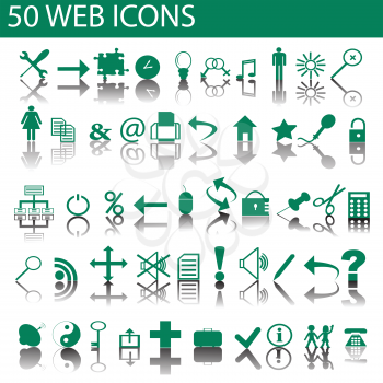 Green web icons set 