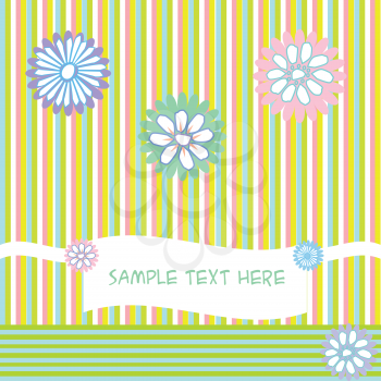 Greeting card with stripes and flowers