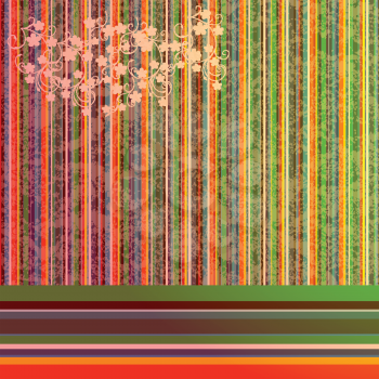Grunge background with stripes and foliaje