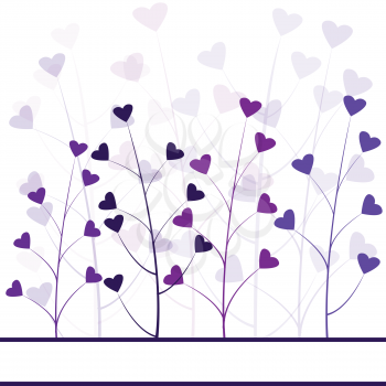 Love purple forest , hearts foliage