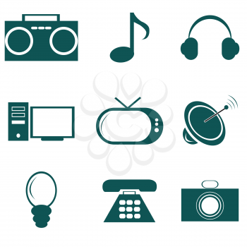 Vector with blue multimedia icons