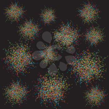 network colored balls on black background
