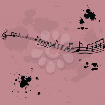 Pink background with music elements