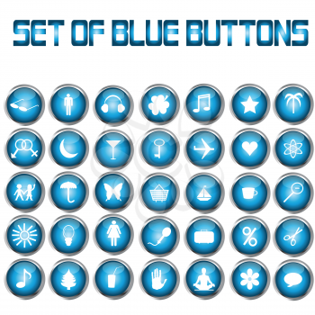 Set of blue web buttons