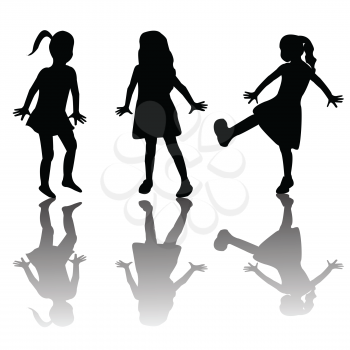 Silhouettes of happy kids