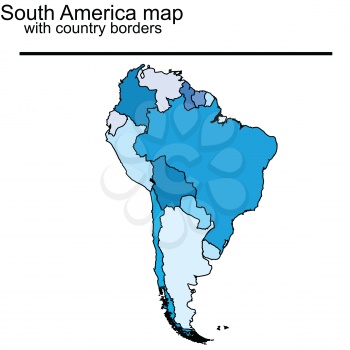 South America map with country borders