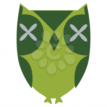 Royalty Free Clipart Image of a Green Owl