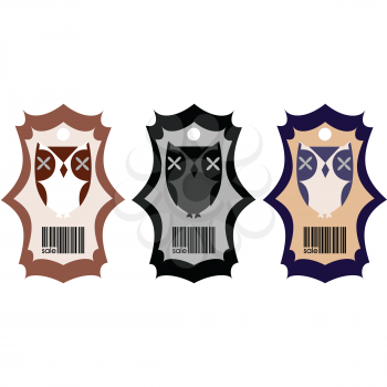 Stylized price tags with owls