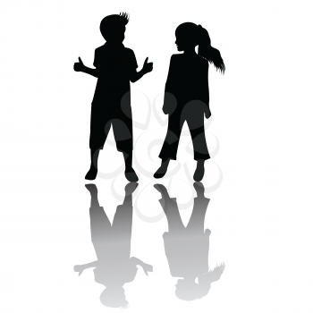 Two children silhouettes