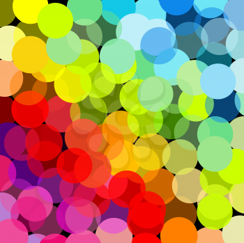 Royalty Free Clipart Image of a Background of Multi-Coloured Circles