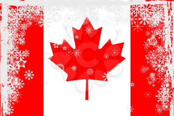 Royalty Free Clipart Image of a Canadian Flag With Snowflakes