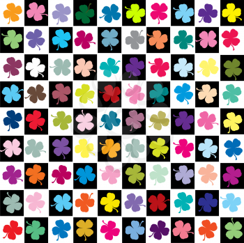 Royalty Free Clipart Image of a Coloured Shamrock Background