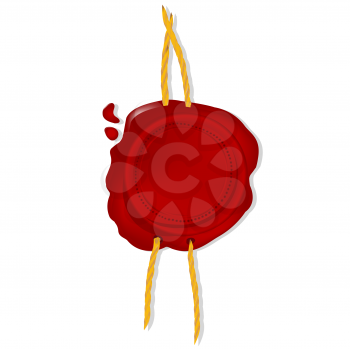 Royalty Free Clipart Image of an Empty Wax Seal With a Cord