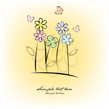 Royalty Free Clipart Image of a Butterfly and Flower Card