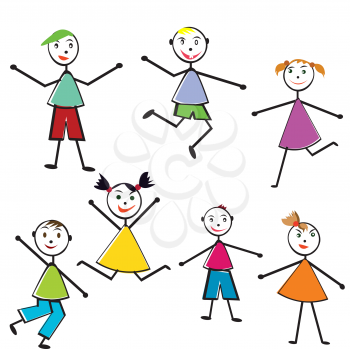 Royalty Free Clipart Image of a Group of Children at Play