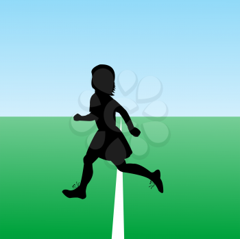 Royalty Free Clipart Image of a Girl Silhouette Running