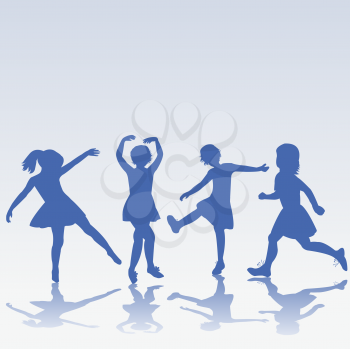 Royalty Free Clipart Image of a Playing Children