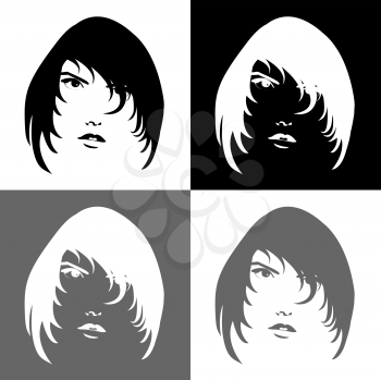 Royalty Free Clipart Image of Four Portraits of a Woman