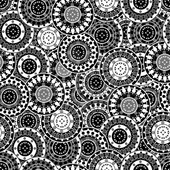 Royalty Free Clipart Image of a Black and White Motif Background
