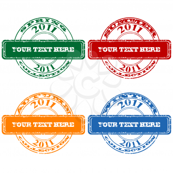 Royalty Free Clipart Image of Season Stamps for 2011