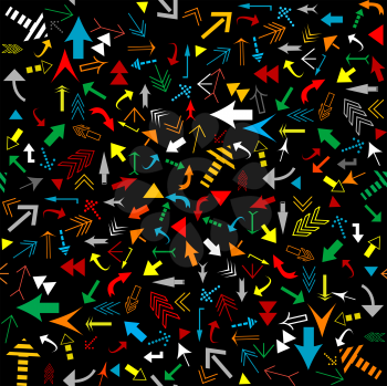 Royalty Free Clipart Image of a Background With Coloured Arrows