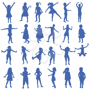Royalty Free Clipart Image of a Set of Children Silhouettes
