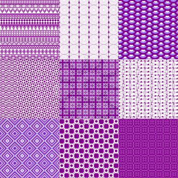 Royalty Free Clipart Image of a Set of Violet and White Backgrounds