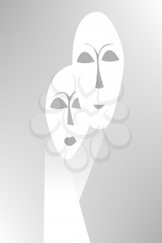 Royalty Free Clipart Image of Male and Female Masks