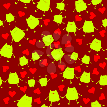 Royalty Free Clipart Image of a Frog and Heart Background