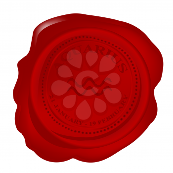 Royalty Free Clipart Image of a Wax Seal With an Aquarius Symbol