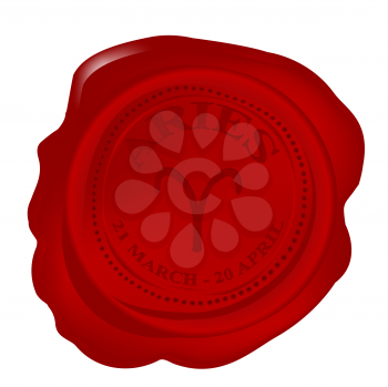 Royalty Free Clipart Image of a Wax Seal With an Aries Symbol