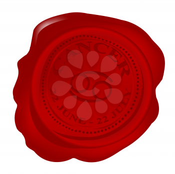 Royalty Free Clipart Image of a Wax Seal With a Cancer Zodiacal Sign