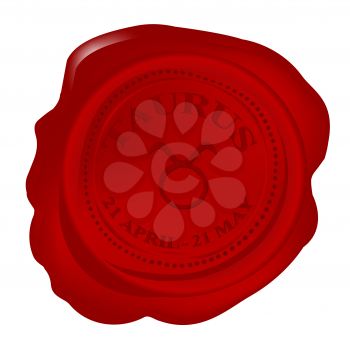 Royalty Free Clipart Image of a Wax Seal With the Taurus Zodiac Sign