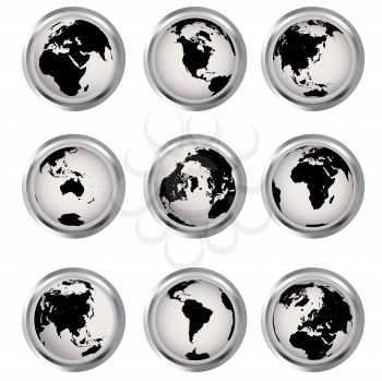 Royalty Free Clipart Image of Buttons With Globes
