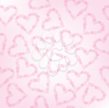Royalty Free Clipart Image of Floral Hearts on a Background