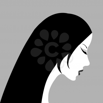 Royalty Free Clipart Image of a Woman in Profile
