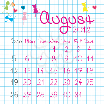Calendar for August 2012