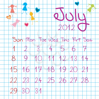 Calendar for July 2012