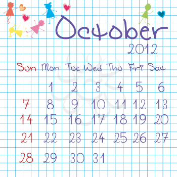 Calendar for October 2012