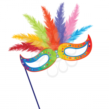 Colored mardi Grass mask with feathers