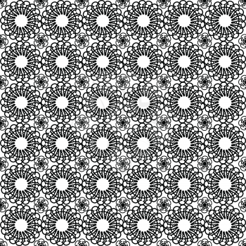 Seamless pattern with black abstract flowers