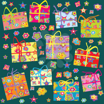 Seamless pattern with Christmas gifts