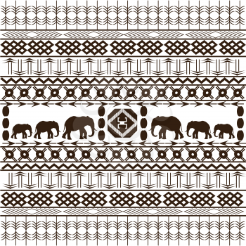 Traditional African pattern with elephants silhouettes