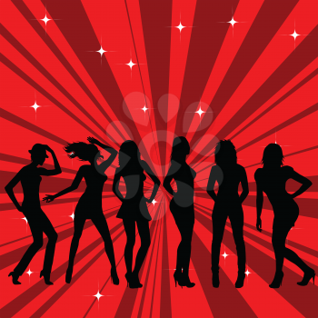 Beautiful and sexy girl silhouettes dancing