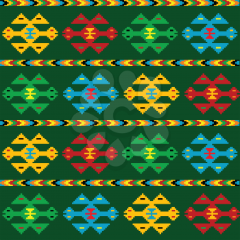 Green carpet with ethnic motifs