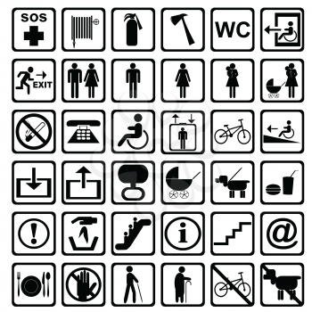 International service signs. All objects are isolated and grouped.