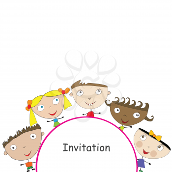 Invitation with cute stylized children