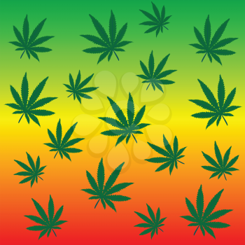 Rastafarian background with marijuana leaves
