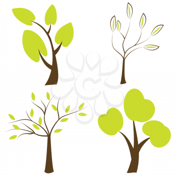 Trees silhouettes, set of trees icons