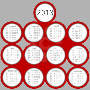 2013 red circles calendar